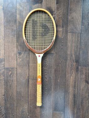 vintage 1970s Donnay Vintage Wooden Tennis Racket in Light Brown & Tan